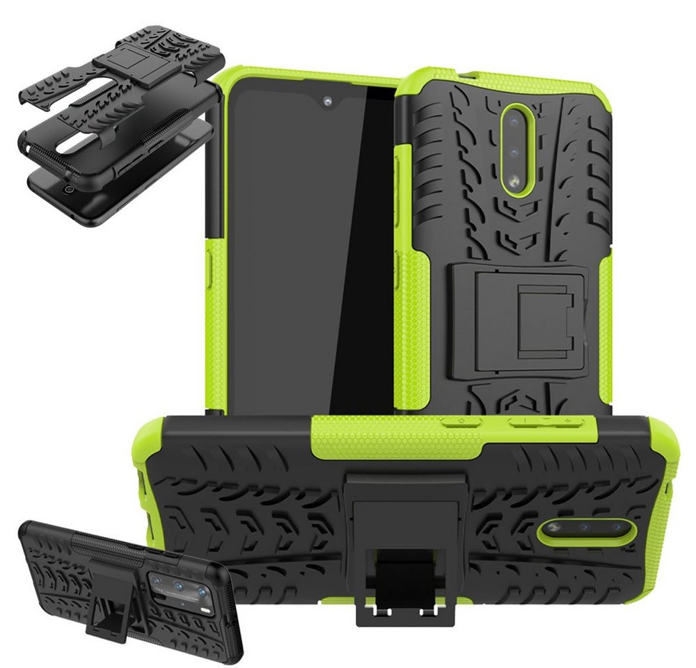 Wigento Handyhülle Für Nokia 2.3 Hybrid Case 2teilig Outdoor Grün Tasche Hülle Cover Schutz von Wigento