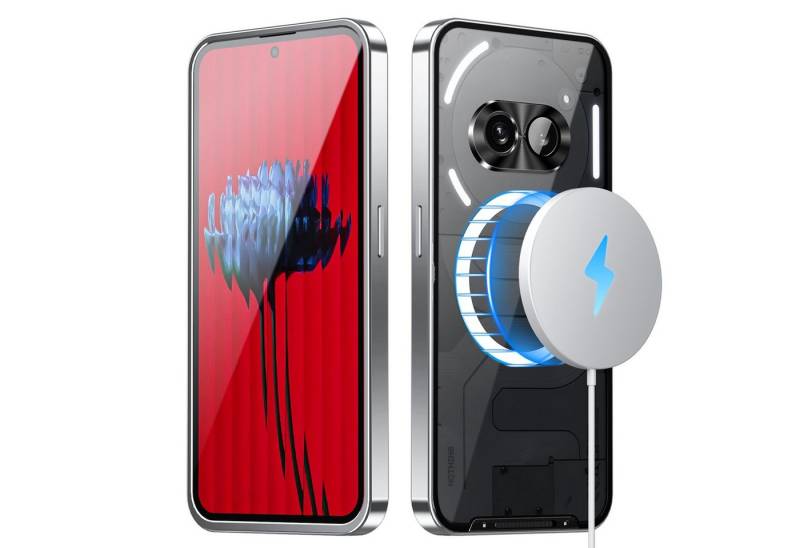 Wigento Handyhülle Für Nothing Phone 2a / Plus Magsafe Metall Schutz Tasche Hülle Silber von Wigento