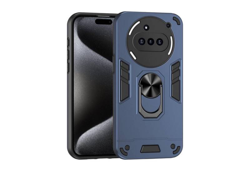 Wigento Handyhülle Für Nothing Phone 3a Armor Magnet Ring Schutz Handy Hülle Case Blau, Stoßfeste Hülle mit 360-Grad-Ringhalter von Wigento