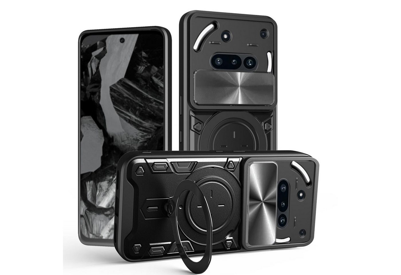 Wigento Handyhülle Für Nothing Phone 3a CD Textur Sliding Kamera TPU Hülle Ring Schwarz, CD Texture, Schiebekameraabdeckung, Magnetischer Halter Wigento Handyhülle Für Nothing Phone 3a CD Textur Sliding Kamera TPU Hülle Ring Schwarz, CD Texture, Schiebekameraabdeckung, Magnetischer Halter von Wigento