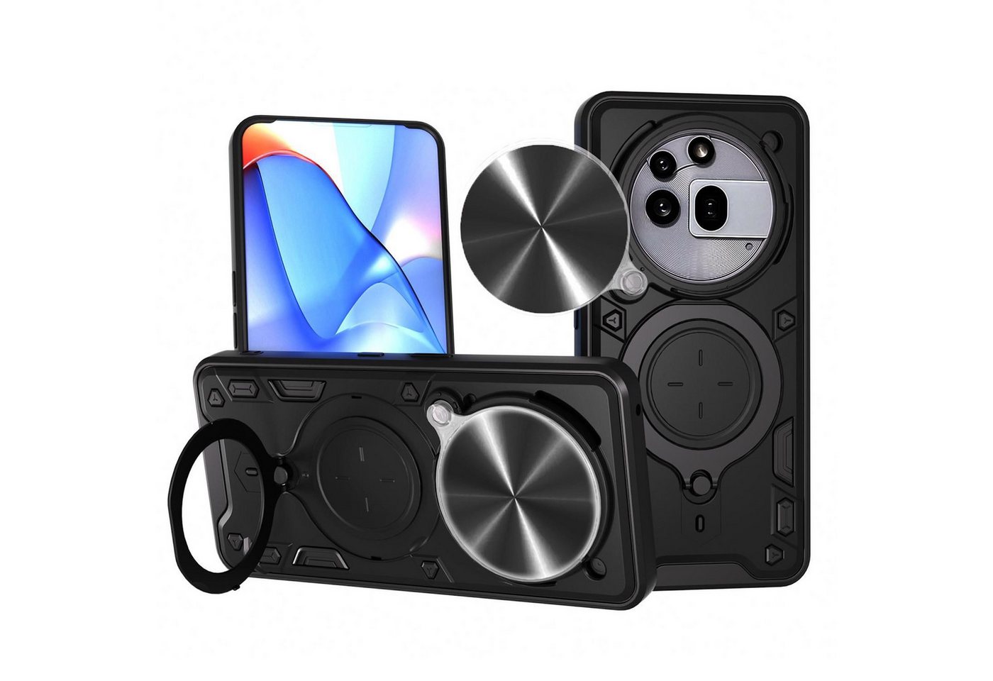 Wigento Handyhülle Für Nothing Phone 3a Pro Textur Sliding Kamera TPU Hülle Ring Schwarz, CD Texture, Schiebekameraabdeckung, Magnetischer Halter Wigento Handyhülle Für Nothing Phone 3a Pro Textur Sliding Kamera TPU Hülle Ring Schwarz, CD Texture, Schiebekameraabdeckung, Magnetischer Halter von Wigento
