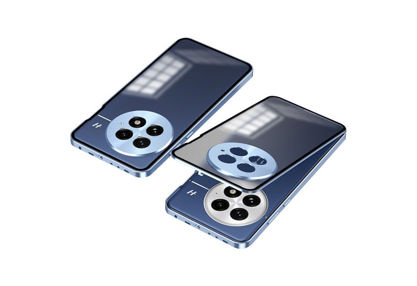 Wigento Handyhülle Für OnePlus 13 Snap Verschluss Metall Rahmen Mattierte Hülle Case Blau, Snap-Verschluss Metallrahmen-Hülle mit mattierter Rückseite von Wigento