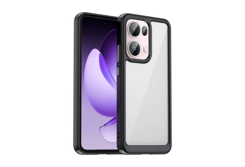 Wigento Handyhülle Für Oppo Reno 13 Pro 5G Colorful Series TPU Acryl Hybrid Hülle Schwarz, Colorful Series Hybrid Schutzhülle von Wigento