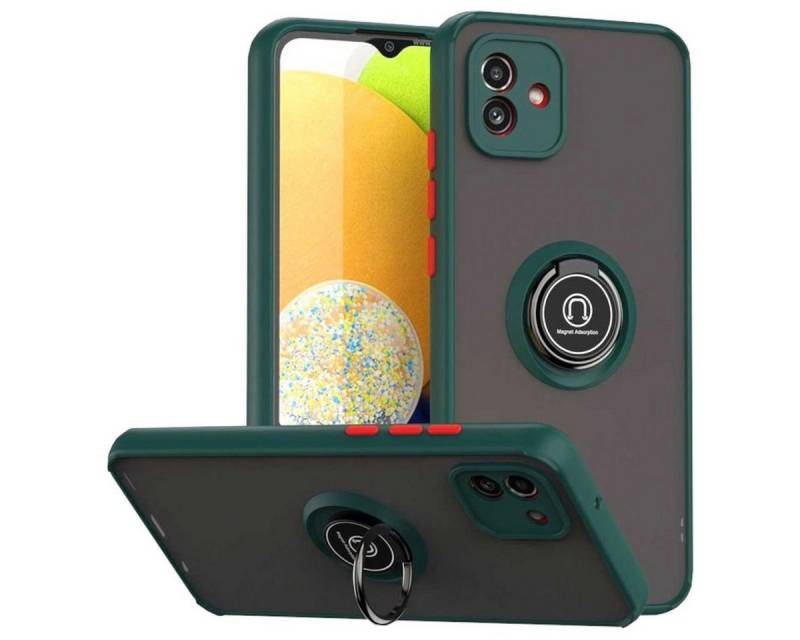 Wigento Handyhülle Für Samsung Galaxy A04e Ring Magnet Handy Tasche Hülle Etuis Case Grün von Wigento