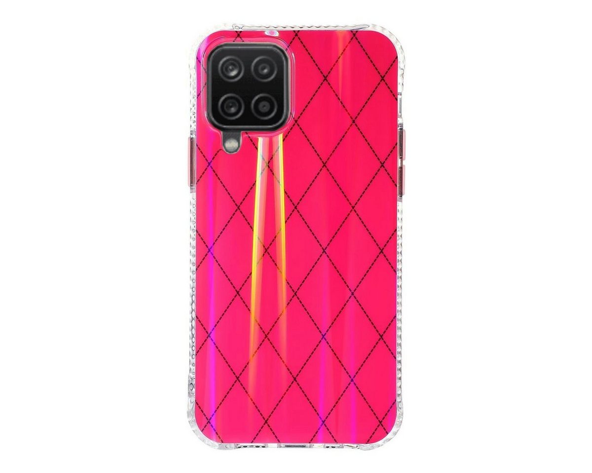 Wigento Handyhülle Für Samsung Galaxy A12 Shockproof TPU Rauten Muster Schutz Tasche Hülle Cover Etui Rose Rot von Wigento