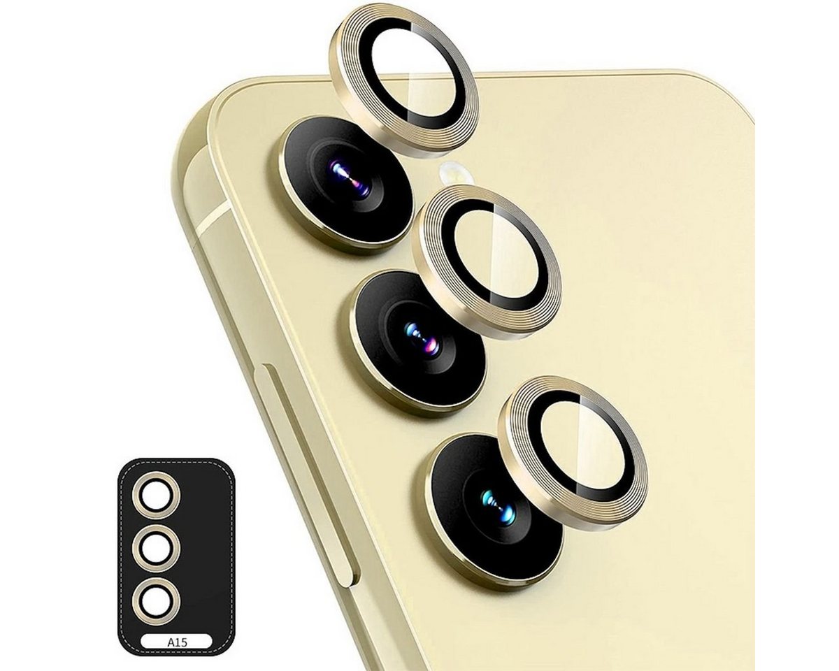 Wigento Handyhülle Für Samsung Galaxy A15 Aluminium Schutz Ring Kamera + H9 Hart Glas von Wigento