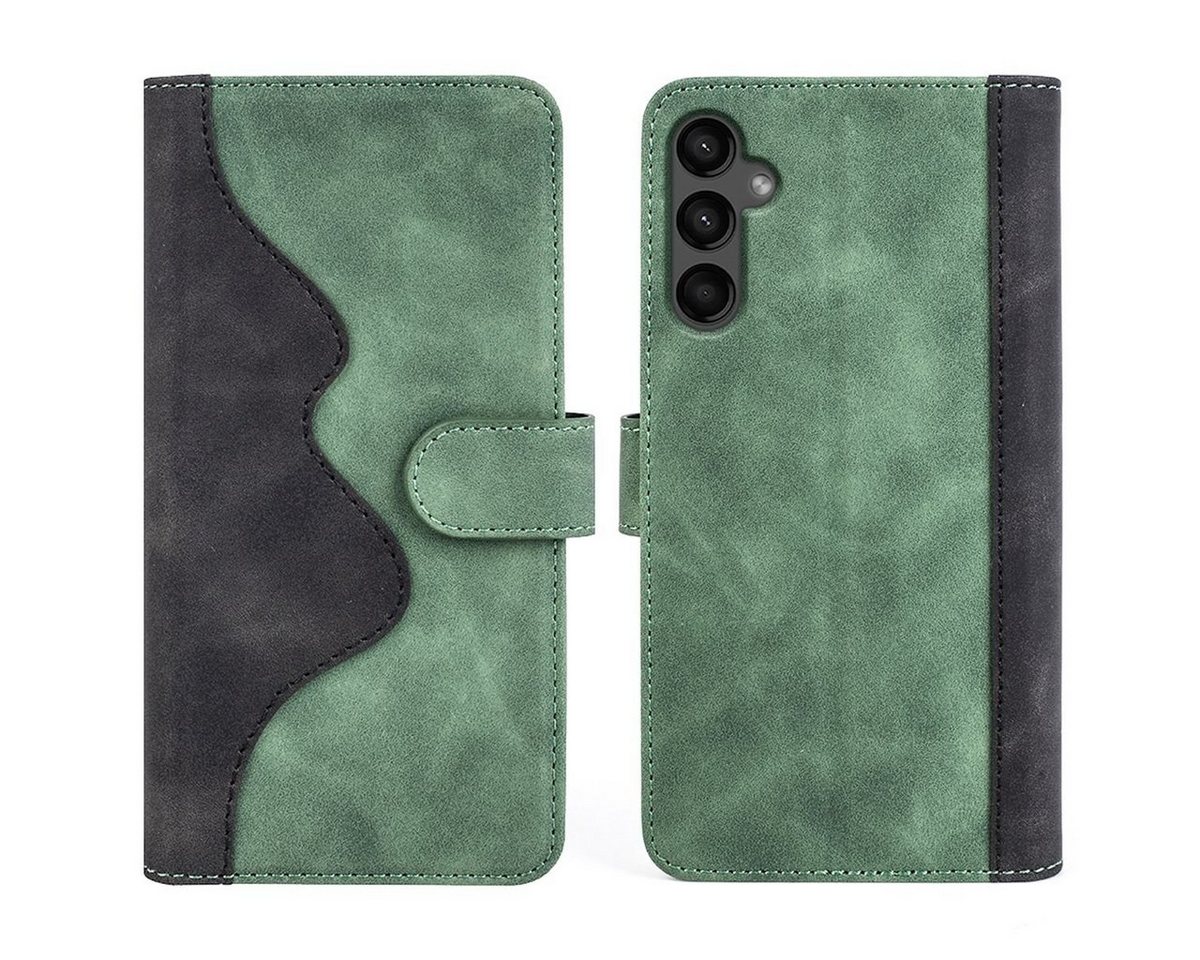 Wigento Handyhülle Für Samsung Galaxy A15 Design Handy Tasche Wallet Schutz Hülle Grün von Wigento