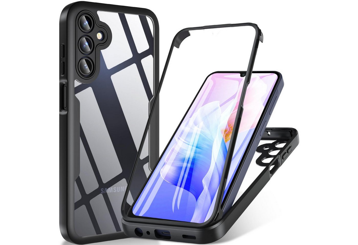 Wigento Handyhülle Für Samsung Galaxy A15 Full Cover 360 Acrylic Hybrid TPU Schutz Hülle Wigento Handyhülle Für Samsung Galaxy A15 Full Cover 360 Acrylic Hybrid TPU Schutz Hülle von Wigento