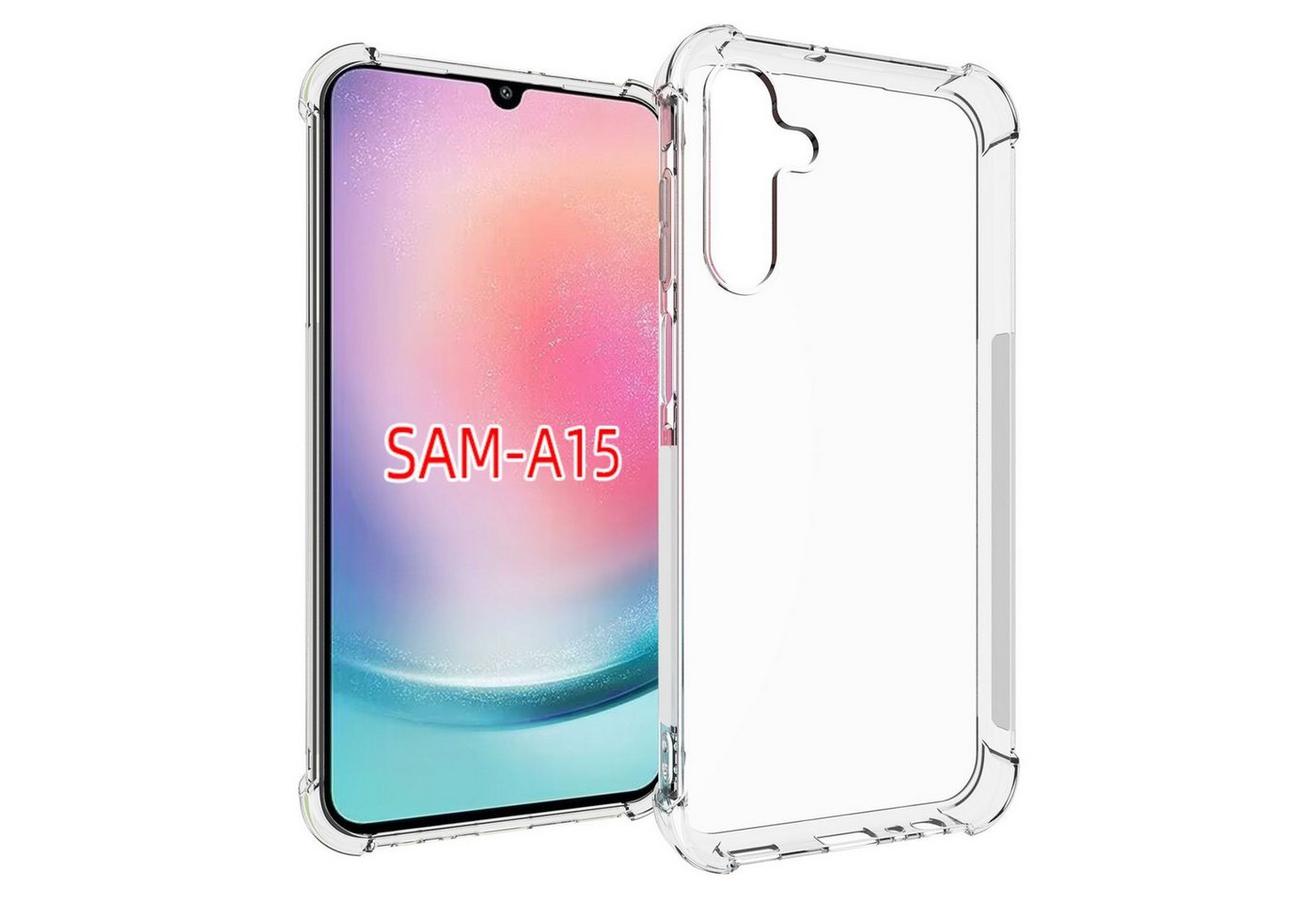 Wigento Handyhülle Für Samsung Galaxy A15 Schock TPU Schutzhülle Handy Hülle Transparent von Wigento