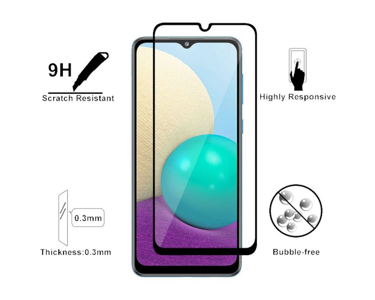 Wigento Handyhülle Für Samsung Galaxy A23 5G 2x 3D Premium 0,3 mm H9 Hart Glas Schwarz Folie Schutz Hülle Neu von Wigento