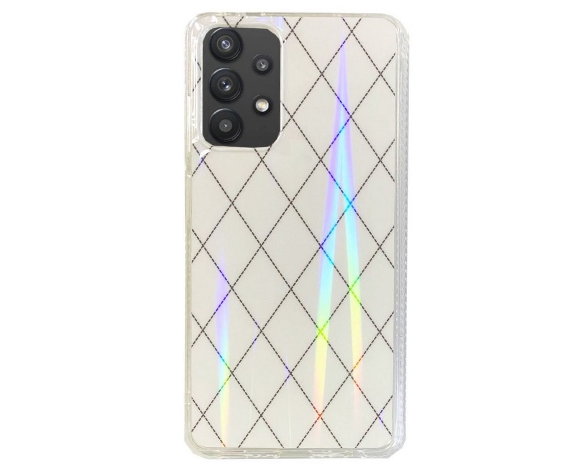 Wigento Handyhülle Für Samsung Galaxy A32 5G Shockproof TPU Rauten Muster Schutz Tasche Hülle Cover Etui Weiß von Wigento