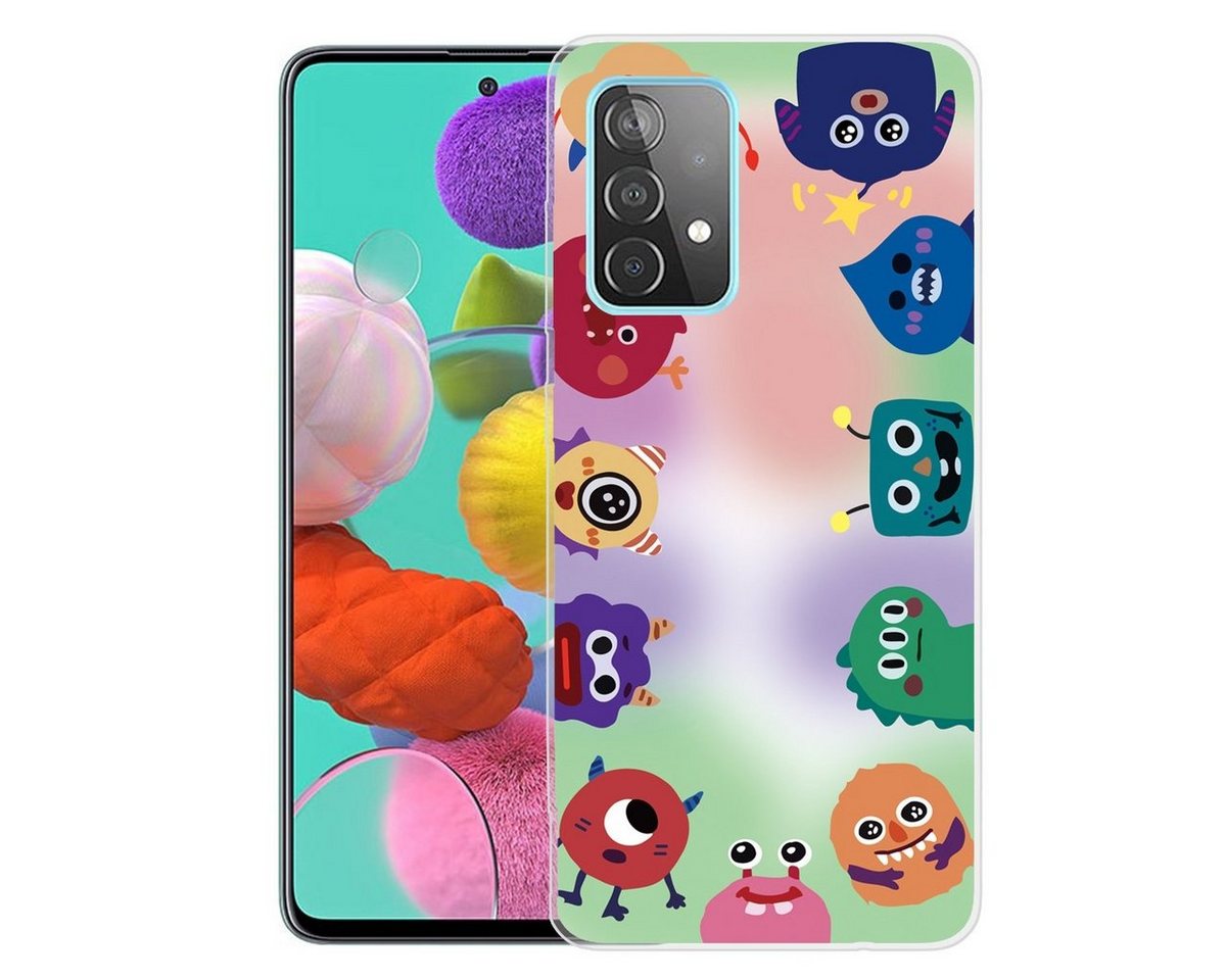Wigento Handyhülle Für Samsung Galaxy A32 5G Silikon Case TPU Monster Schutz Muster Tasche Hülle Cover Etuis von Wigento