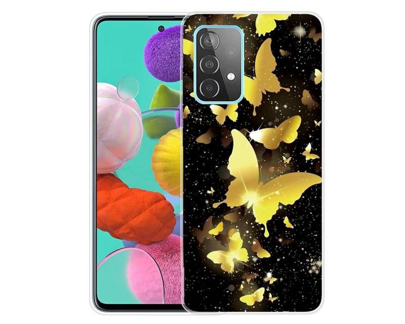 Wigento Handyhülle Für Samsung Galaxy A32 5G Silikon Case TPU Motiv Butterfly Black Schutz Muster Tasche Hülle Cover Etuis Zubehör von Wigento