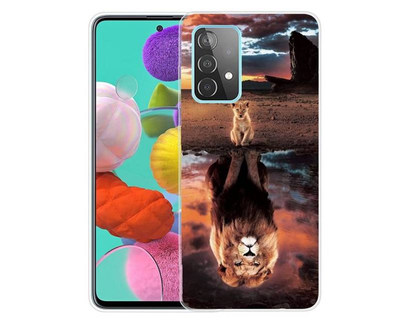 Wigento Handyhülle Für Samsung Galaxy A32 5G Silikon Case TPU Motiv Desert Lion Schutz Muster Tasche Hülle Cover Etuis Zubehör von Wigento
