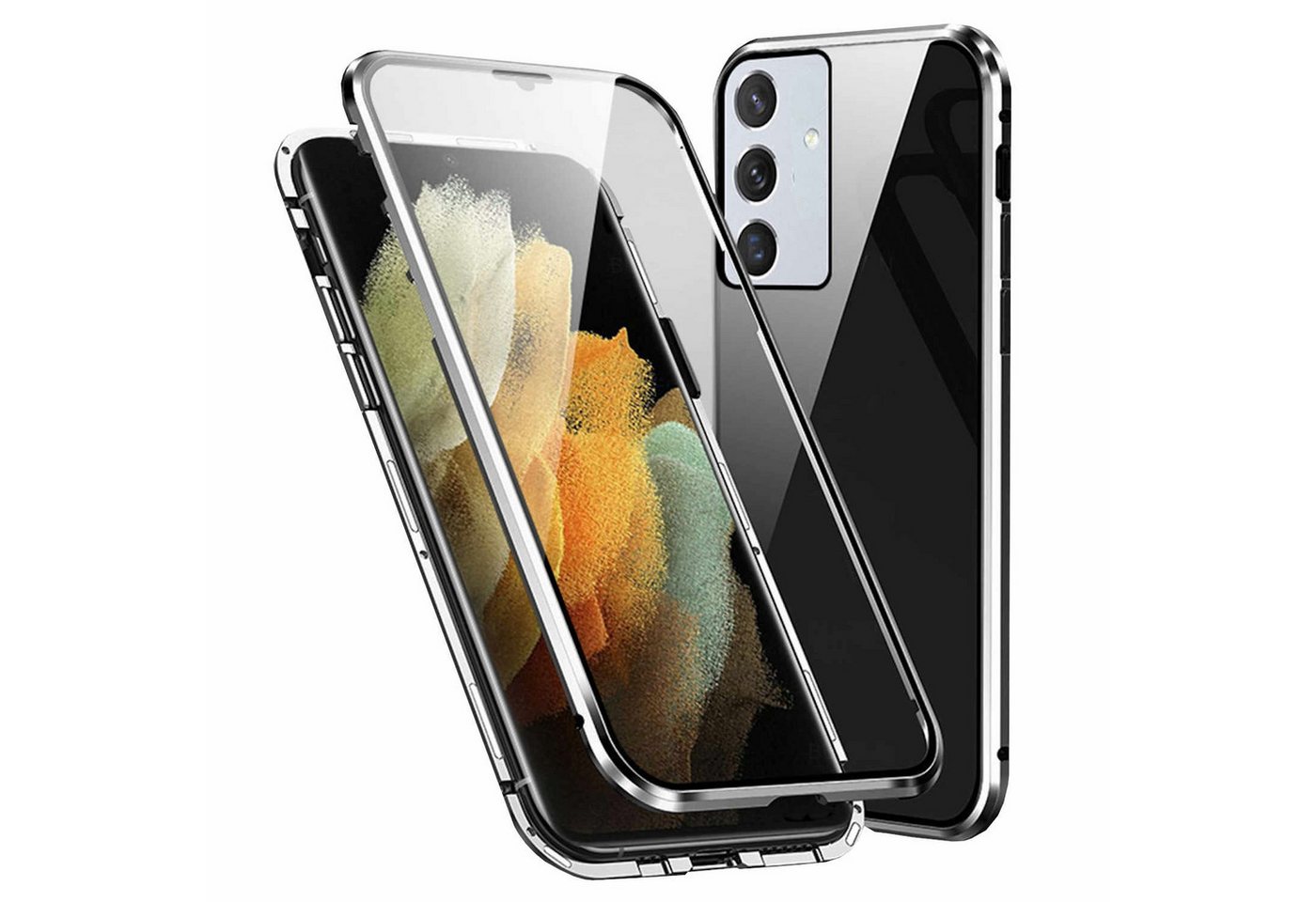 Wigento Handyhülle Für Samsung Galaxy A55 360 Grad Magnet Glas Bumper Handy Hülle Case Wigento Handyhülle Für Samsung Galaxy A55 360 Grad Magnet Glas Bumper Handy Hülle Case von Wigento