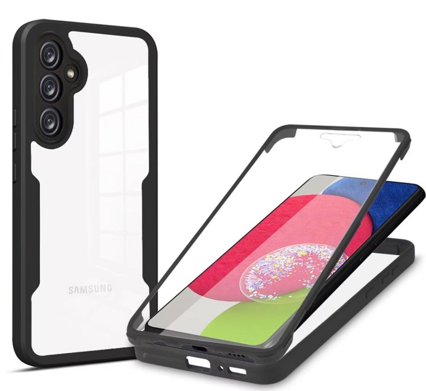 Wigento Handyhülle Für Samsung Galaxy A55 Full Cover 360 Acrylic Hybrid TPU Schutz Hülle von Wigento
