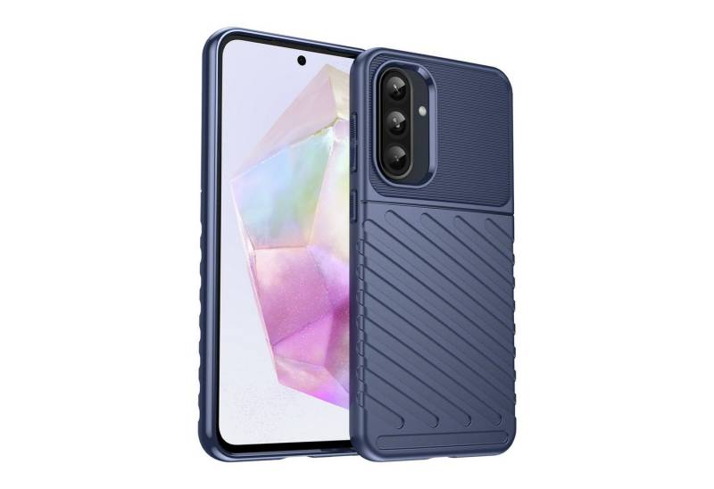 Wigento Handyhülle Für Samsung Galaxy A56 / A36 Schockfeste Thunderbolt TPU Hülle Blau, Stoßfestes TPU-Material, modernes Design von Wigento