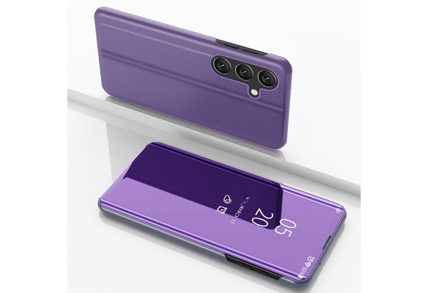 Wigento Handyhülle Für Samsung Galaxy A56 / A36 View Spiegel Wake UP Funktion Hülle Lila, Elektroplattiertes Spiegel-Design, horizontaler Klappständer Wigento Handyhülle Für Samsung Galaxy A56 / A36 View Spiegel Wake UP Funktion Hülle Lila, Elektroplattiertes Spiegel-Design, horizontaler Klappständer von Wigento