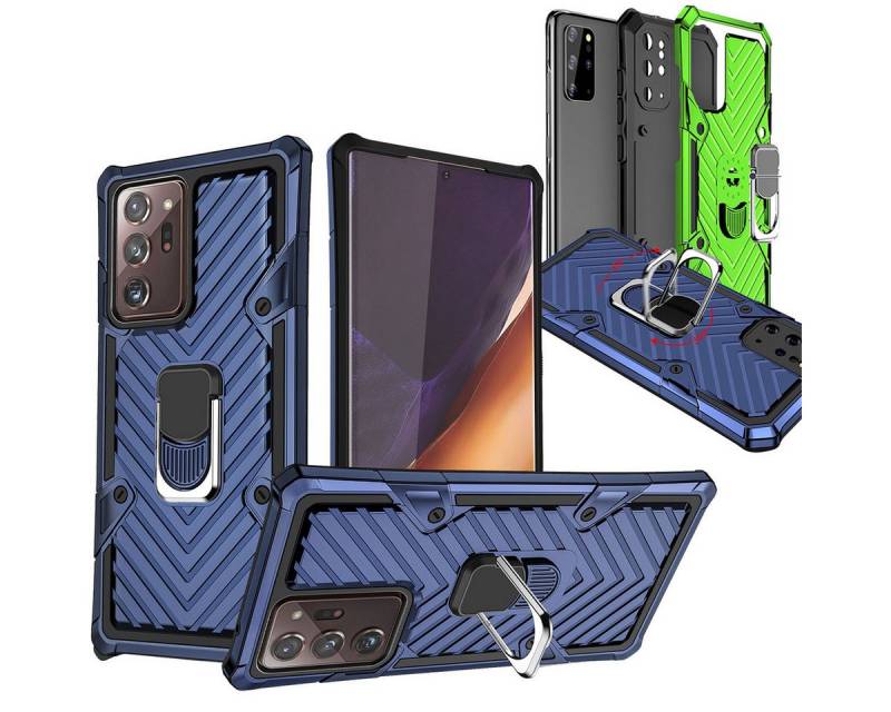 Wigento Handyhülle Für Samsung Galaxy Note 20 Ultra Hybrid Case Metall Armor Blau Handy Tasche Hülle Cover Schutz von Wigento