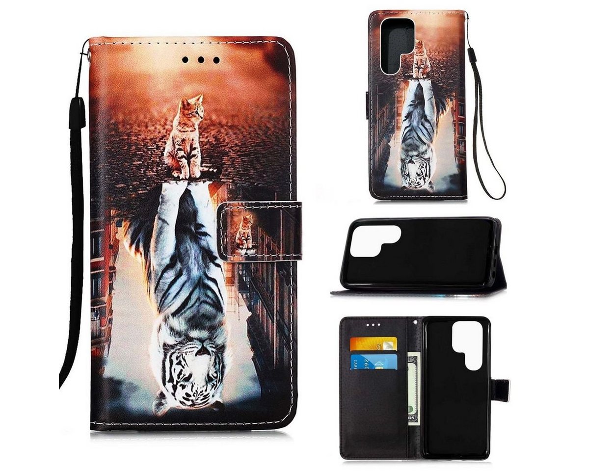 Wigento Handyhülle Für Samsung Galaxy S22 Ultra 5G Kunstleder Handy Tasche Book Motiv 1 Schutz Hülle Case Cover Etui Neu von Wigento