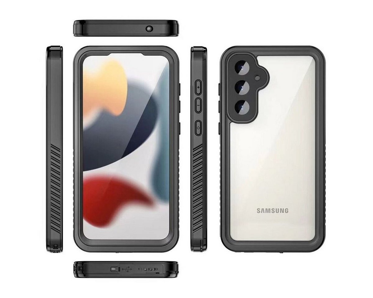 Wigento Handyhülle Für Samsung Galaxy S23 FE 360 Grad Full Body Wasserdichte Handy Tasche von Wigento