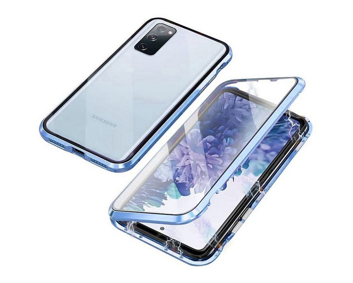 Wigento Handyhülle Für Samsung Galaxy S23 FE 360 Grad Magnet Glas Bumper Handy Hülle Case von Wigento