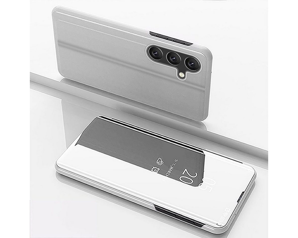Wigento Handyhülle Für Samsung Galaxy S23 FE View Spiegel Handy Smart Cover Wake UP Case von Wigento