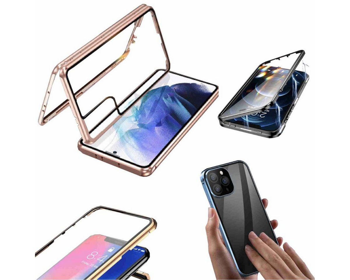 Wigento Handyhülle Für Samsung Galaxy S23 Plus Beidseitiger 360 Grad Magnet / Glas Case Bumper Handy Tasche Case Hülle Cover New Style von Wigento