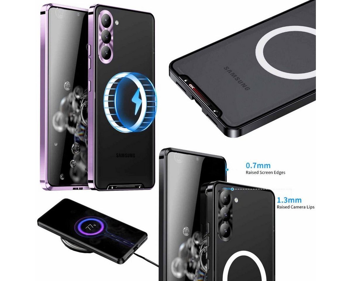 Wigento Handyhülle Für Samsung Galaxy S23 Plus Handy Tasche Magnetische Magsafe Metall Design Lila Cover Case Hülle Wigento Handyhülle Für Samsung Galaxy S23 Plus Handy Tasche Magnetische Magsafe Metall Design Lila Cover Case Hülle von Wigento