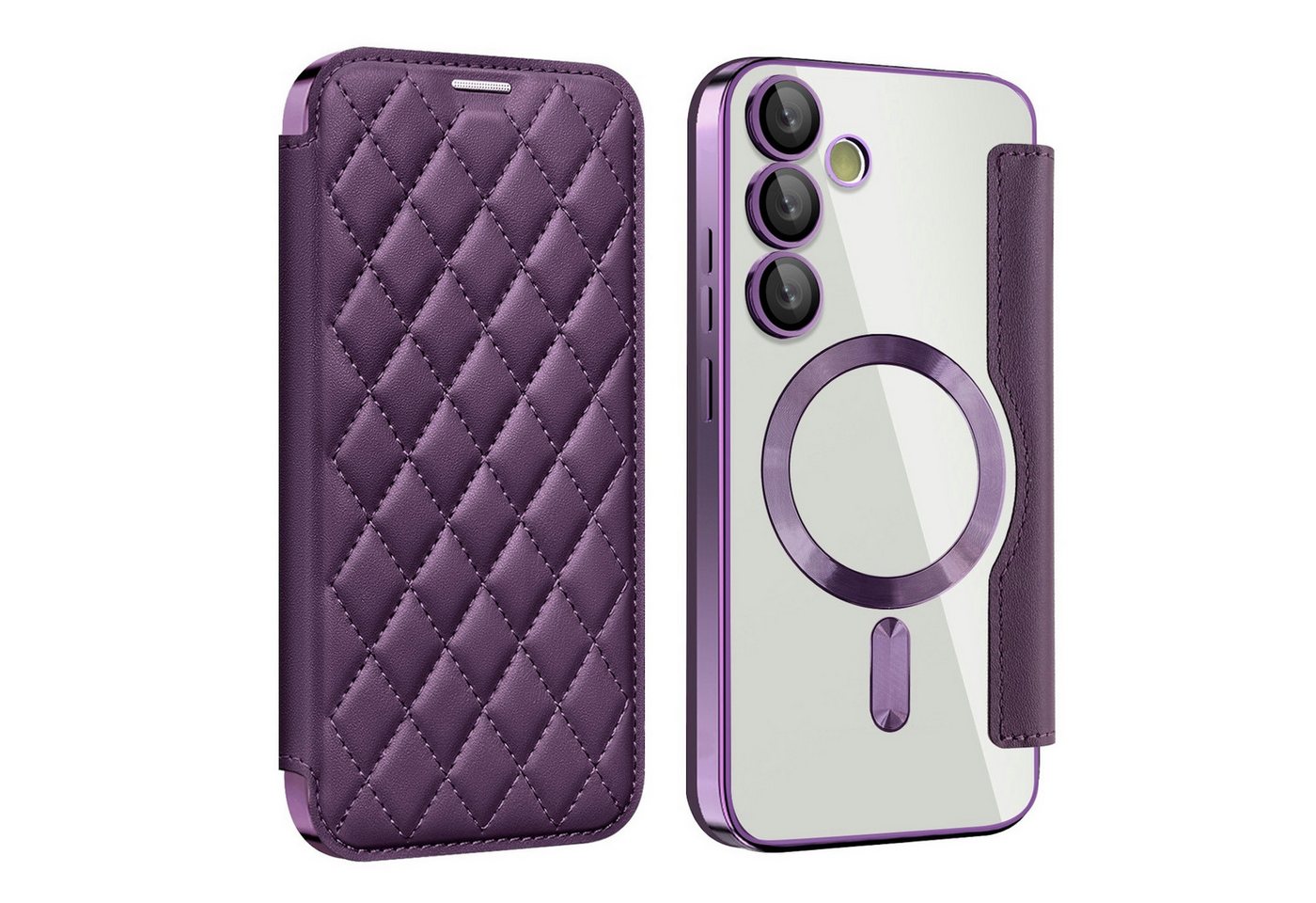 Wigento Handyhülle Für Samsung Galaxy S24 FE Magsafe Kunstleder RFID Schutz Hülle Lila, Magsafe Kunstleder Schutzhülle mit RFID-Schutz und Ständer Wigento Handyhülle Für Samsung Galaxy S24 FE Magsafe Kunstleder RFID Schutz Hülle Lila, Magsafe Kunstleder Schutzhülle mit RFID-Schutz und Ständer von Wigento
