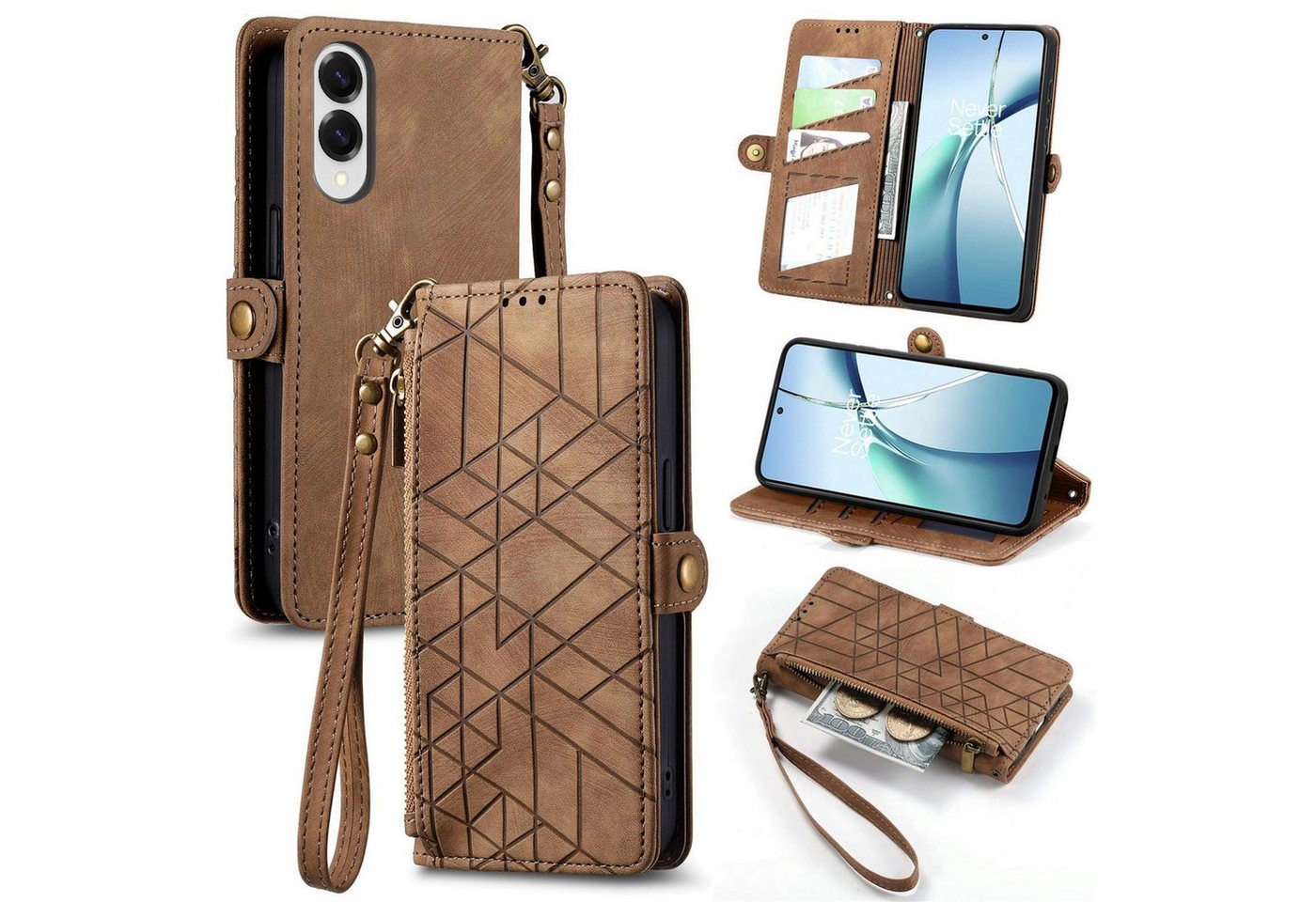 Wigento Handyhülle Für Samsung Galaxy S25 Edge 5G Kunstleder Zipper Wallet Tasche Braun, Kartenfächer, Reißverschlussfach, Standfunktion Wigento Handyhülle Für Samsung Galaxy S25 Edge 5G Kunstleder Zipper Wallet Tasche Braun, Kartenfächer, Reißverschlussfach, Standfunktion von Wigento