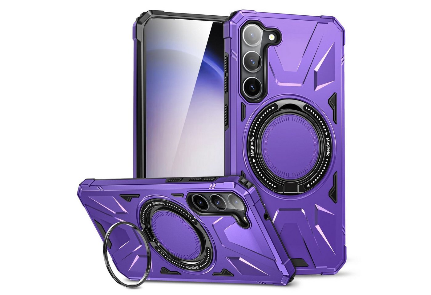 Wigento Handyhülle Für Samsung Galaxy S25 MagSafe Schock Magnet Ring Schutz Hülle Lila, MagSafe-fähig, stoßfest, integrierter Ringhalter Wigento Handyhülle Für Samsung Galaxy S25 MagSafe Schock Magnet Ring Schutz Hülle Lila, MagSafe-fähig, stoßfest, integrierter Ringhalter von Wigento
