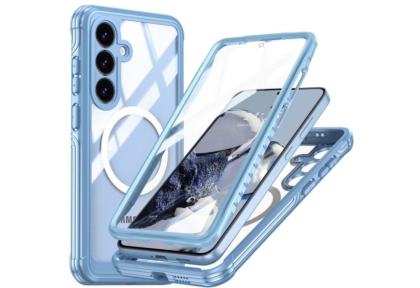 Wigento Handyhülle Für Samsung Galaxy S25 Plus MagSafe Full 360 Hybrid Bumper Hellblau, Full Body, MagSafe-Unterstützung, präzise Passform Wigento Handyhülle Für Samsung Galaxy S25 Plus MagSafe Full 360 Hybrid Bumper Hellblau, Full Body, MagSafe-Unterstützung, präzise Passform von Wigento