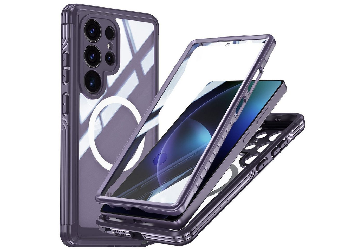 Wigento Handyhülle Für Samsung Galaxy S25 Ultra 5G MagSafe 360 Grad Hybrid Bumper Lila, Full Body, MagSafe-Unterstützung, präzise Passform Wigento Handyhülle Für Samsung Galaxy S25 Ultra 5G MagSafe 360 Grad Hybrid Bumper Lila, Full Body, MagSafe-Unterstützung, präzise Passform von Wigento