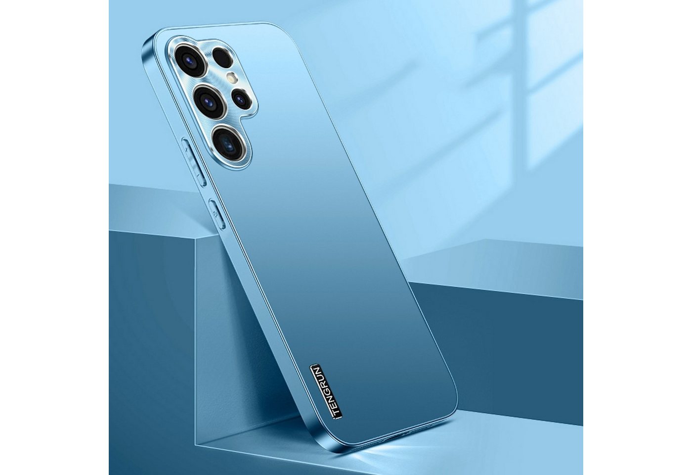 Wigento Handyhülle Für Samsung Galaxy S25 Ultra Feinmattes Metall Design Hülle Hellblau, Mikro-frostige Metallic-Lackierung, stilvolles Design von Wigento