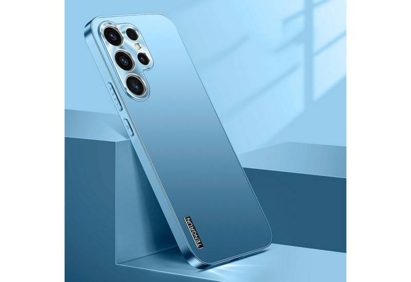 Wigento Handyhülle Für Samsung Galaxy S25 Ultra Feinmattes Metall Design Hülle Hellblau, Mikro-frostige Metallic-Lackierung, stilvolles Design von Wigento