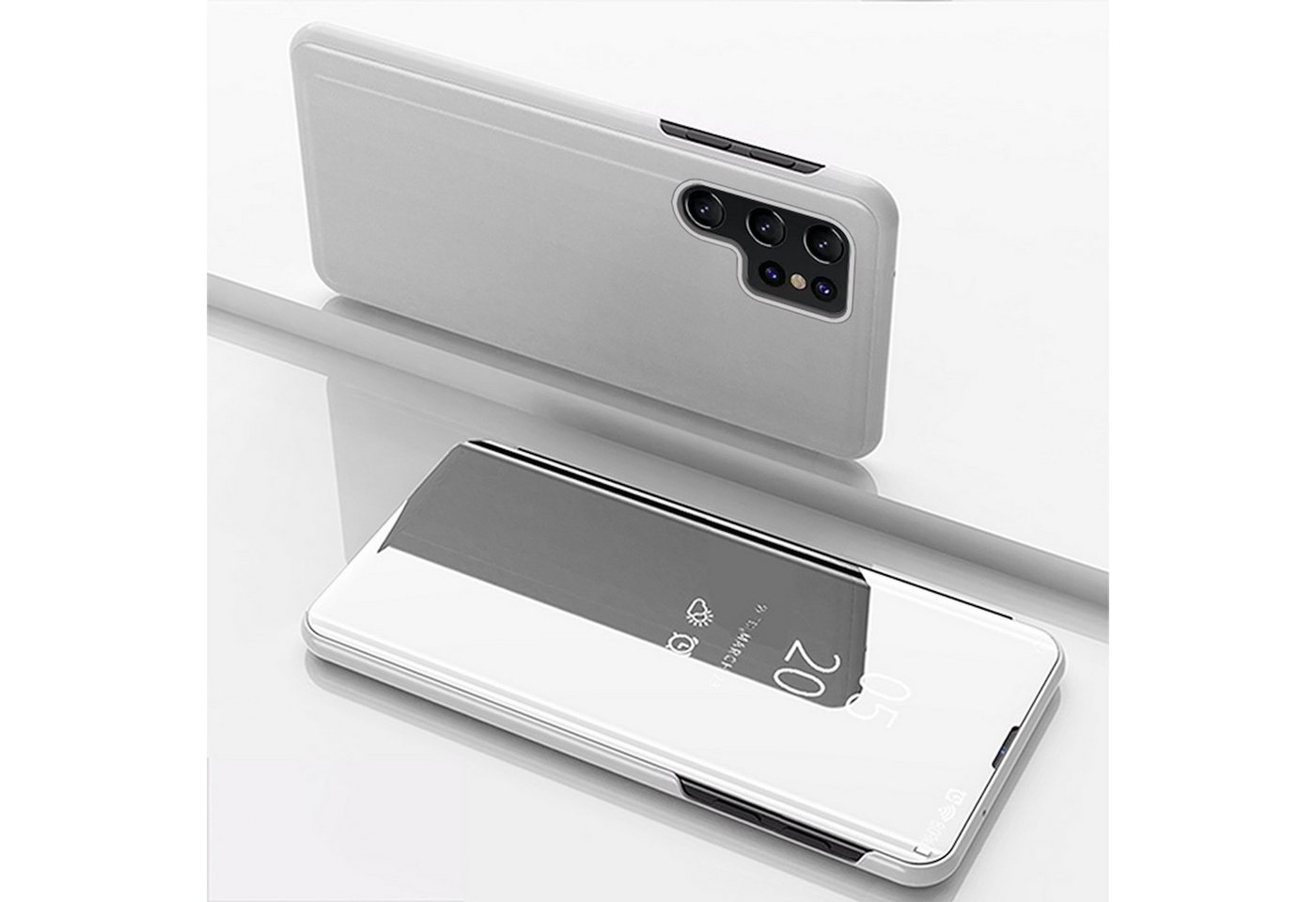 Wigento Handyhülle Für Samsung Galaxy S25 Ultra View Spiegel Wake Funktion Hülle Silber, Elektroplattiertes Spiegel-Design, horizontaler Klappständer Wigento Handyhülle Für Samsung Galaxy S25 Ultra View Spiegel Wake Funktion Hülle Silber, Elektroplattiertes Spiegel-Design, horizontaler Klappständer von Wigento