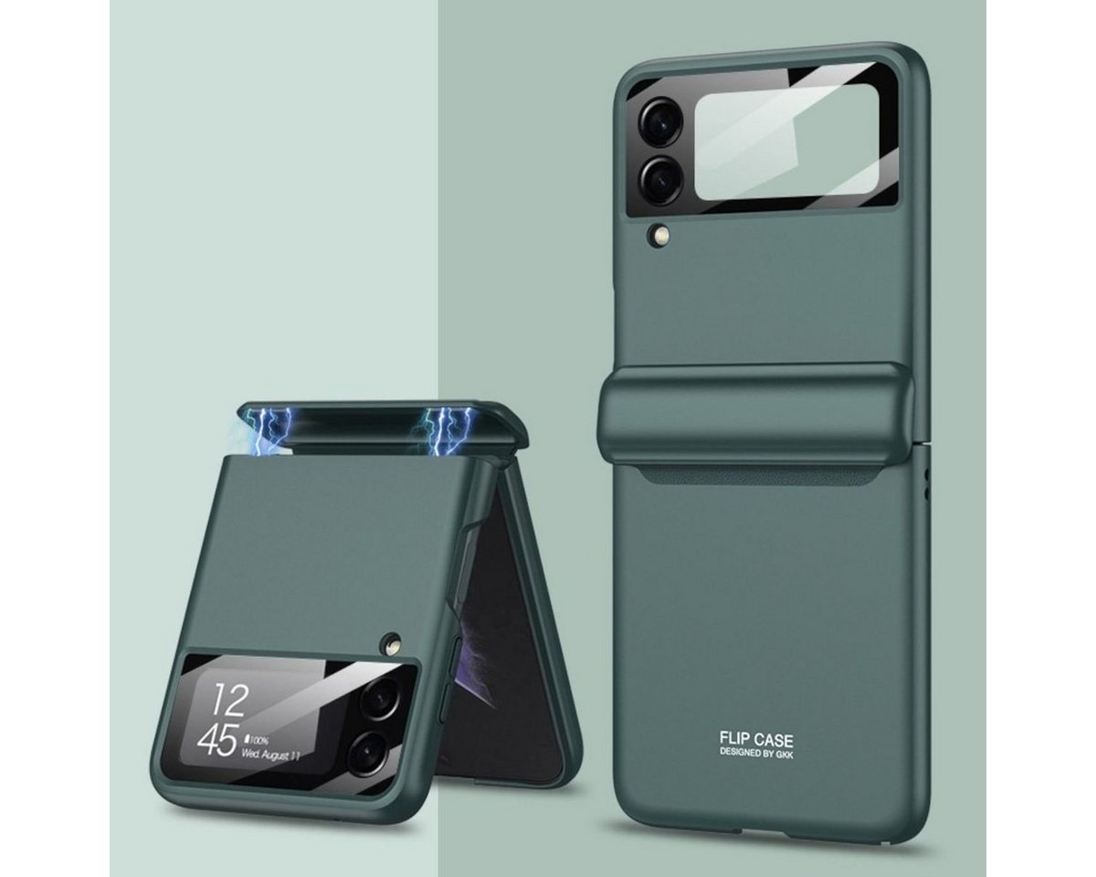 Wigento Handyhülle Für Samsung Galaxy Z Flip3 5G Magnetische Vollschutz Kunststoff Hart Cover Handy Tasche Hülle Etuis Grün von Wigento