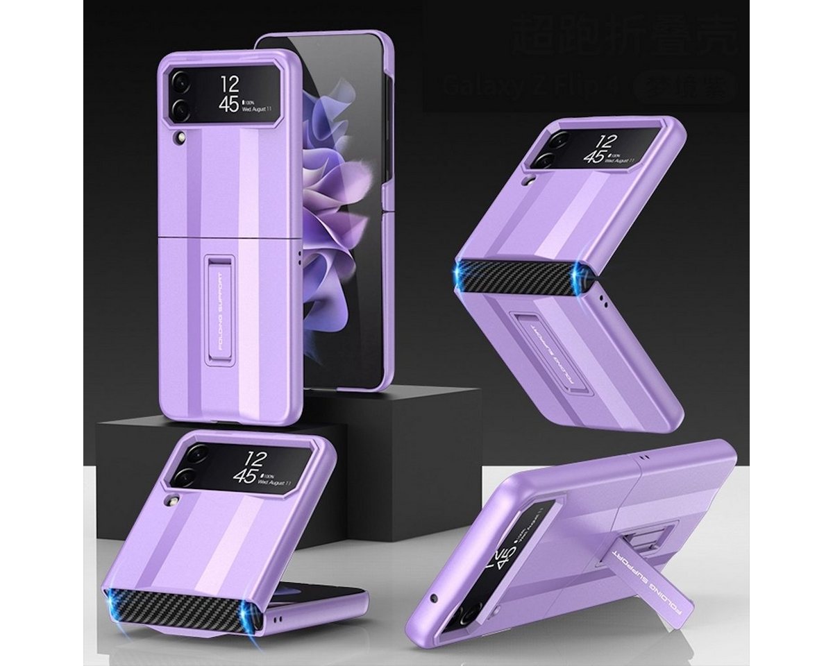 Wigento Handyhülle Für Samsung Galaxy Z Flip4 5G All-Inclusive Kunststoff Silikon Cover Handy Tasche Hülle Etuis Lila von Wigento