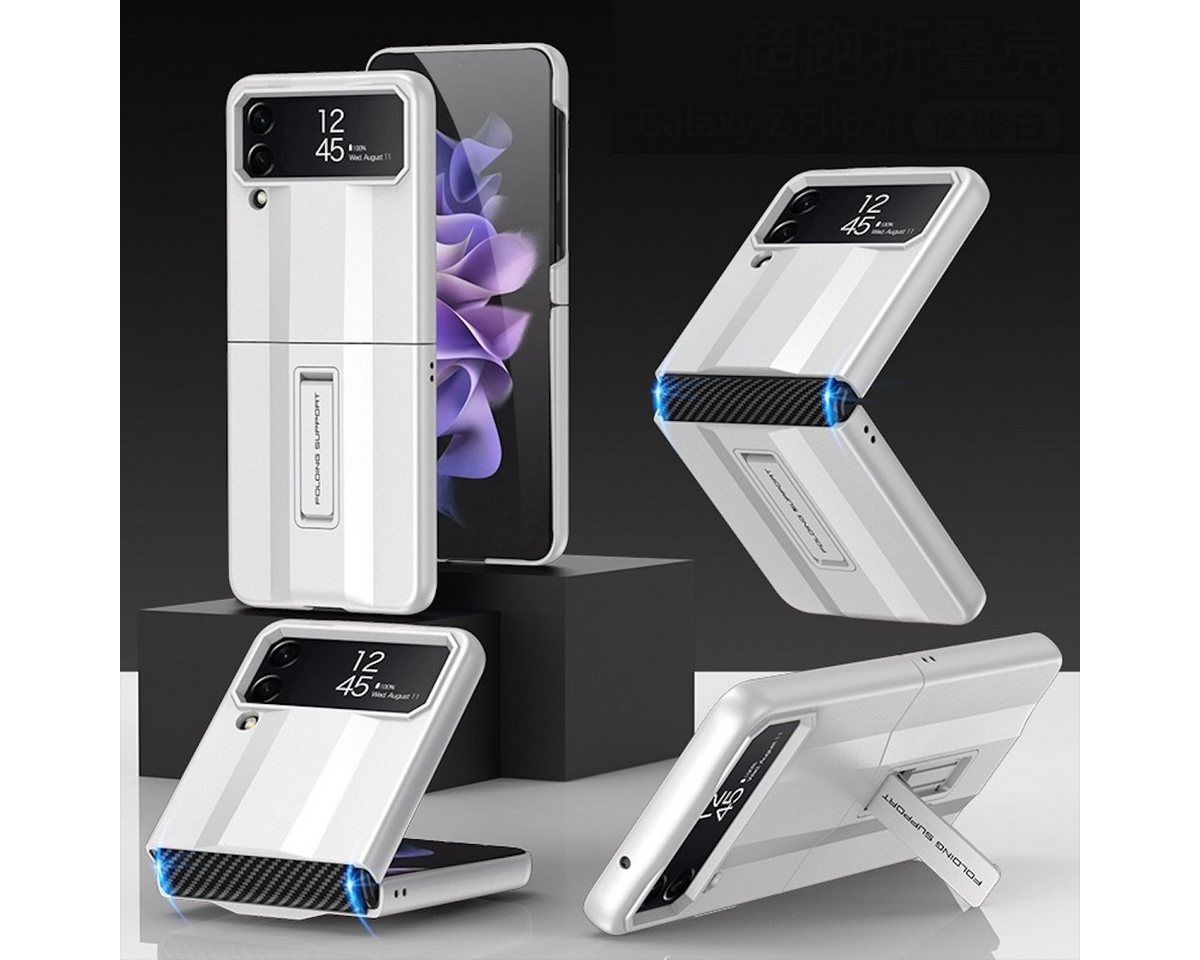 Wigento Handyhülle Für Samsung Galaxy Z Flip4 5G All-Inclusive Kunststoff Silikon Cover Handy Tasche Hülle Etuis Weiß von Wigento