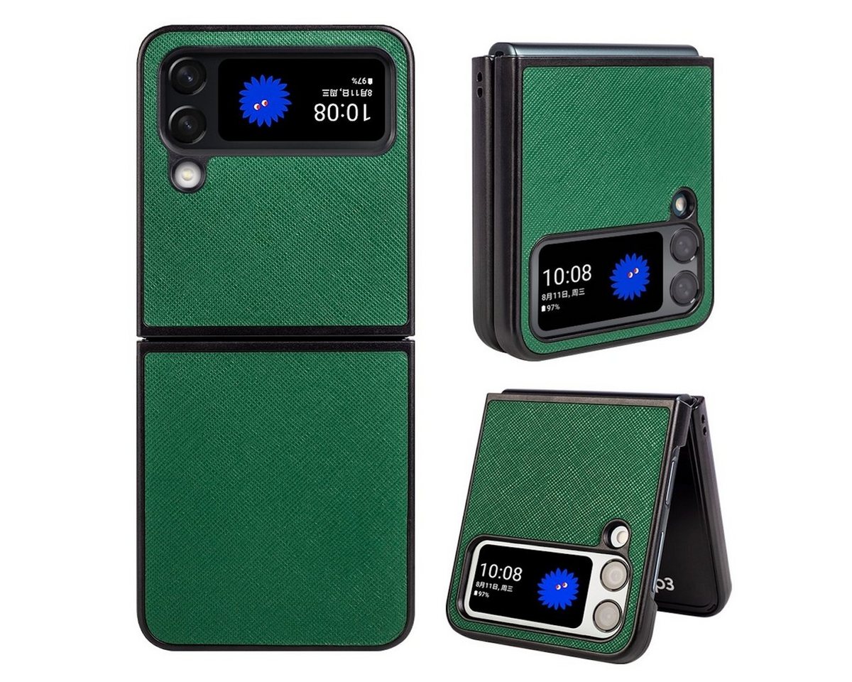 Wigento Handyhülle Für Samsung Galaxy Z Flip4 5G Design Cross Texture Cover Handy Tasche Hülle Etuis Muster Grün Wigento Handyhülle Für Samsung Galaxy Z Flip4 5G Design Cross Texture Cover Handy Tasche Hülle Etuis Muster Grün von Wigento