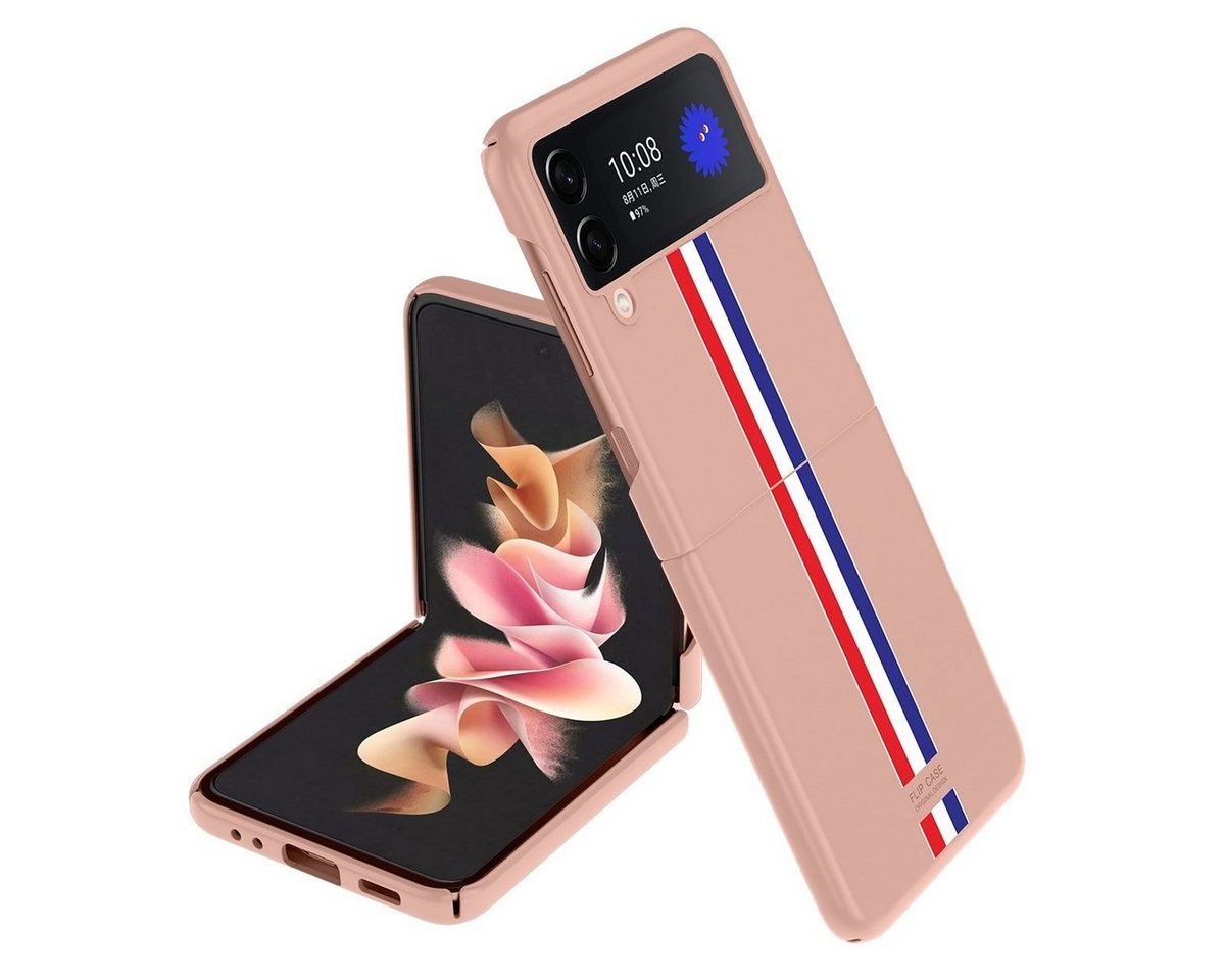 Wigento Handyhülle Für Samsung Galaxy Z Flip4 5G Design Hart Cover Handy Tasche Hülle Etuis Pink von Wigento