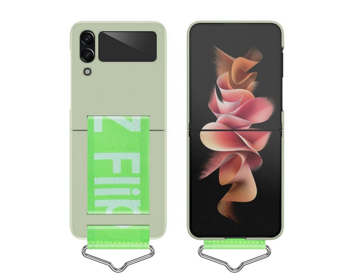 Wigento Handyhülle Für Samsung Galaxy Z Flip4 5G Kunststoff Design Handy Tasche Hülle Etuis Hell Grün von Wigento