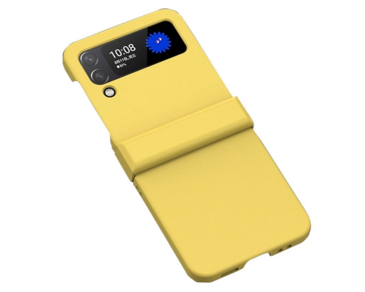 Wigento Handyhülle Für Samsung Galaxy Z Flip4 Silikon TPU Gelb Schutz Cover Handy Tasche von Wigento