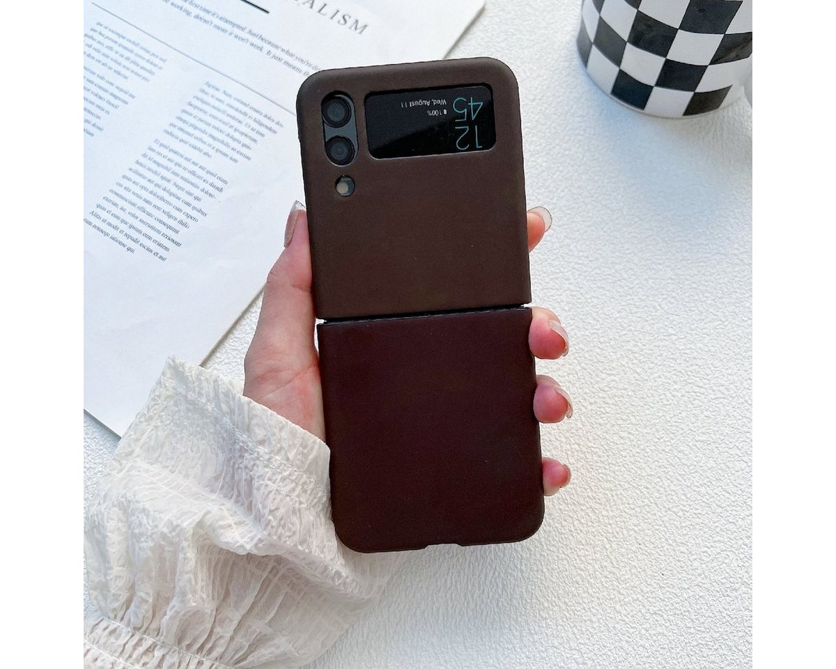 Wigento Handyhülle Für Samsung Galaxy Z Flip4 wärmeempfindliche Silikon-Schutzhülle (braun) Schutz Cover Handy Tasche von Wigento