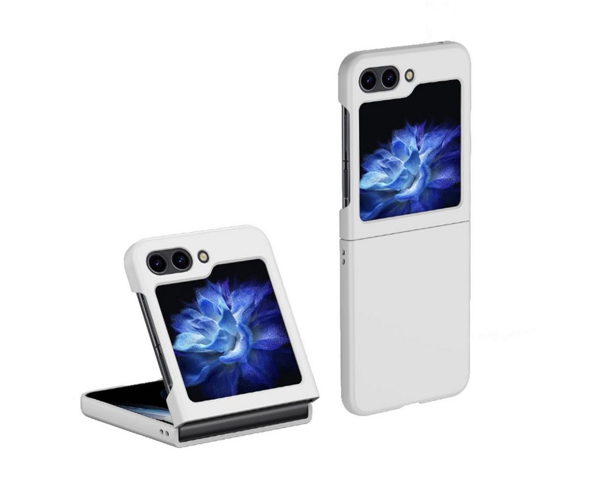 Wigento Handyhülle Für Samsung Galaxy Z Flip5 5G Skin Weiß Schutz Case Handy Tasche von Wigento