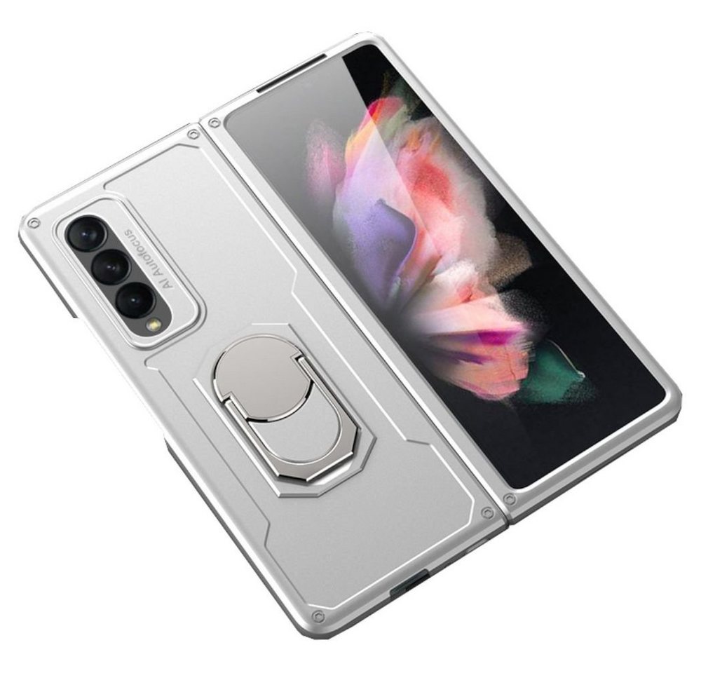 Wigento Handyhülle Für Samsung Galaxy Z Fold3 5G GKK Hart Cover Handy Tasche Hülle Etuis Silber Schutz von Wigento