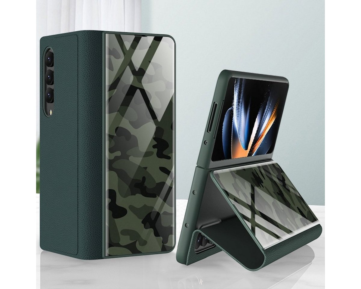 Wigento Handyhülle Für Samsung Galaxy Z Fold4 5G 360 Grad Vollschutz Glas Cover Handy Tasche Hülle Etuis Muster 6 von Wigento