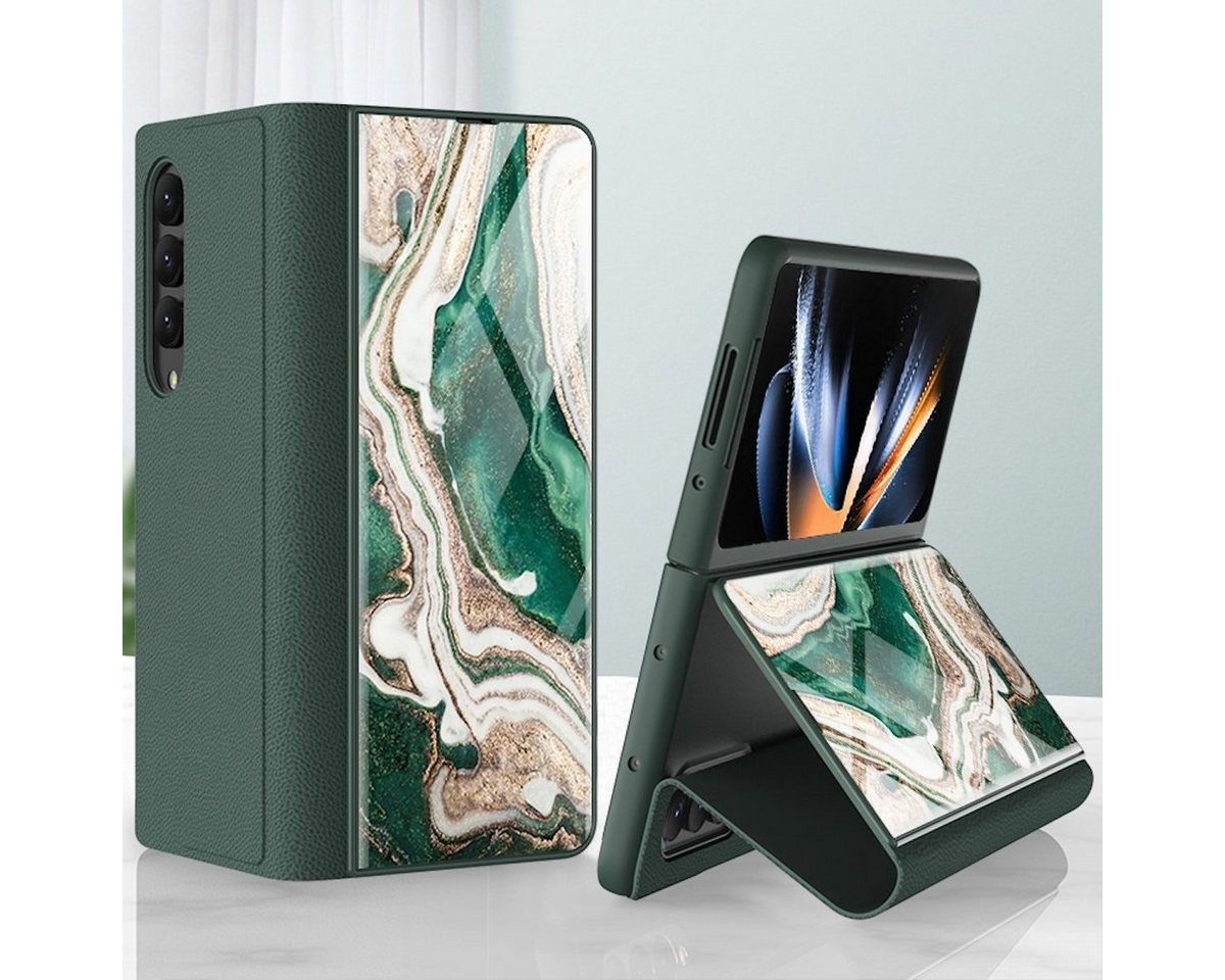 Wigento Handyhülle Für Samsung Galaxy Z Fold4 5G Design Galvanik Marble Muster 10 All-round Anti-Fall Handy Tasche Hülle Etuis von Wigento