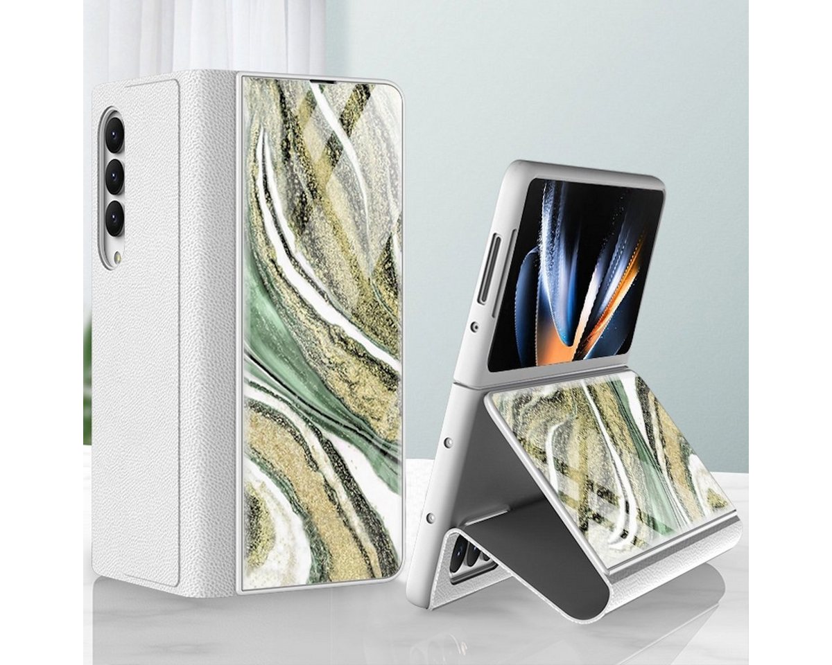 Wigento Handyhülle Für Samsung Galaxy Z Fold4 5G Design Galvanik Marble Muster 11 All-round Anti-Fall Handy Tasche Hülle Etuis von Wigento